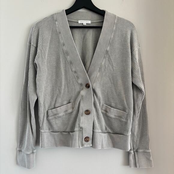 Mododoc Waffle Knit Gray Cardigan Women Size Small - Picture 1 of 4